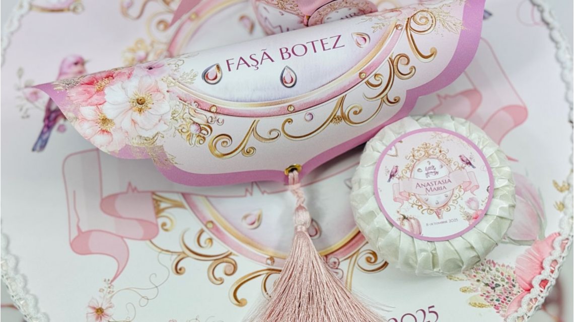 Trusou botez Princess Pink tematică prințesă, elegant și brodat 35